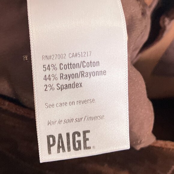 PAIGE Size 32 Cindy Twisted Seam Slit Pant In Chicory Coffee‎ Brown Velvet Crop - Picture 5 of 6
